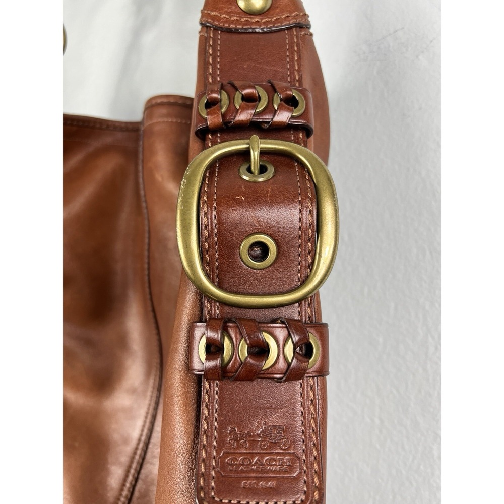 COACH Bleecker Felicia Burnished Leather‎ XL Slim Duffle Hobo Bag Purse 11424 - Picture 15 of 16